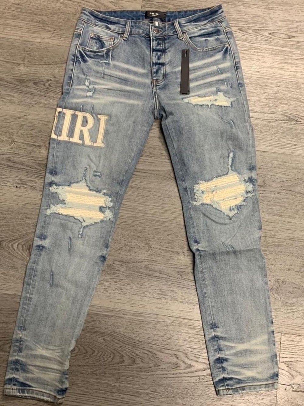 AMIRI Light Blue skinny Distressed Mens Jeans